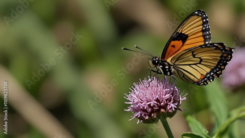 Monarch butterfly on a purple flower.