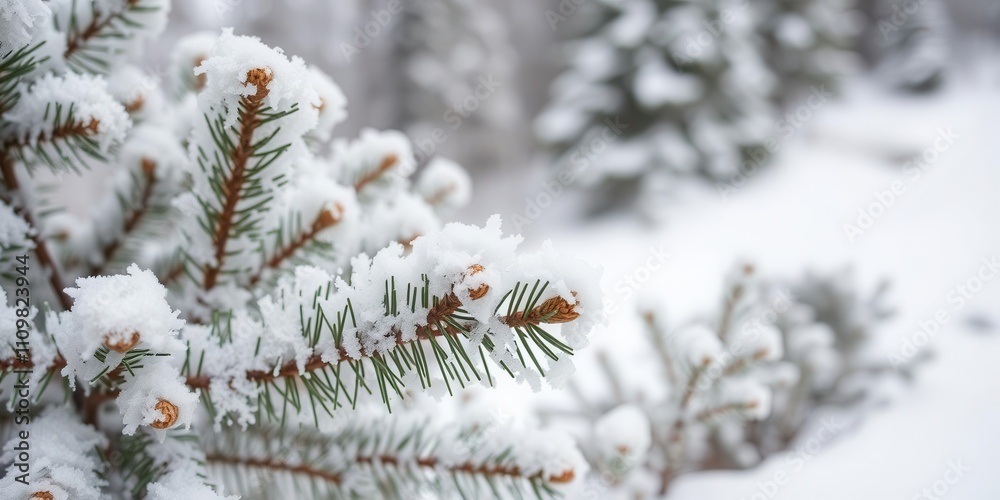 Snow-covered winter forest with tall pine trees standing in silence under a thick layer of pure white snow, creating a serene and peaceful atmosphere, outdoors, frozen, nature Snow-covered winter forest with tall pine trees standing in silence under a thick layer of pure white snow, creating a serene and peaceful atmosphere, outdoors, frozen, nature