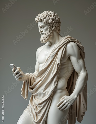 statue with phone