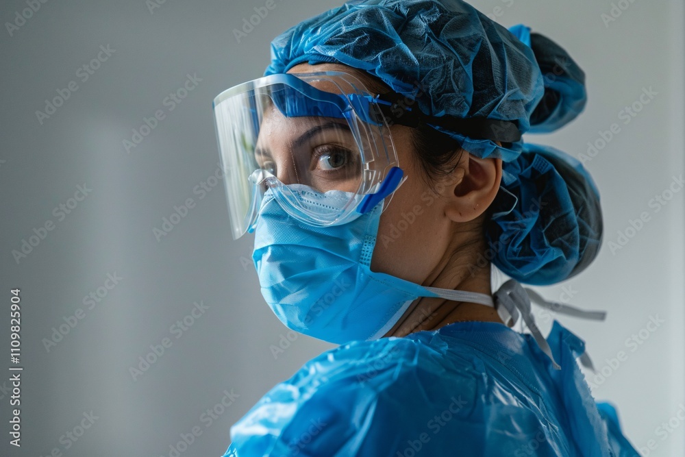 female surgeons wearing surgical scrubs and masks perform surgery. doctor female surgeons wearing surgical scrubs and masks perform surgery. doctor