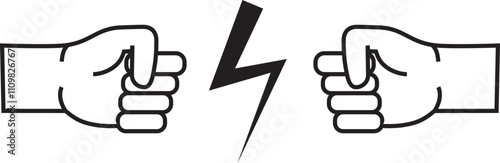 An illustration of a hand gesture icon representing the rock-paper-scissors game, showing a rock versus another rock