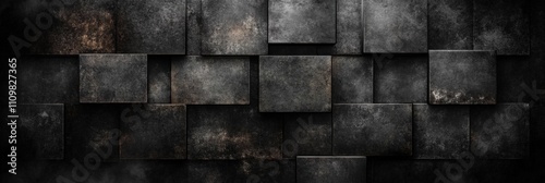 Abstract dark geometric pattern with weathered stone squares