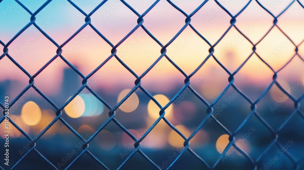 Captivating closeup of a chainlink fence, showcasing intricate details against a beautifully blurred background. Captivating closeup of a chainlink fence, showcasing intricate details against a beautifully blurred background.