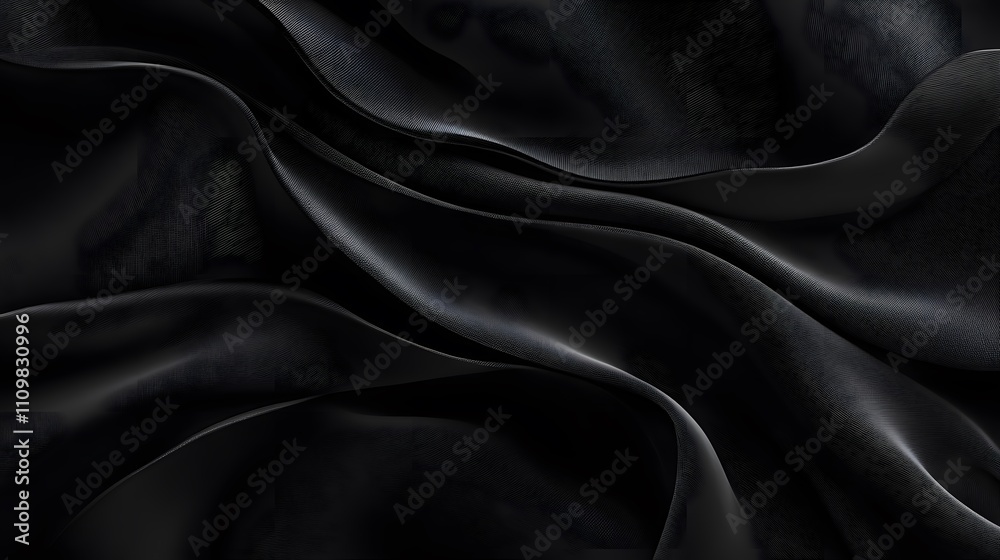 Fototapeta premium Dark Draped Fabric Showing Textured Waves