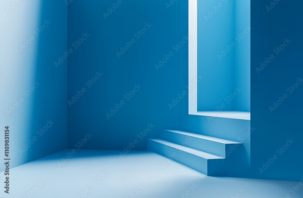 Abstract Blue Room Interior Design With Steps Abstract Blue Room Interior Design With Steps