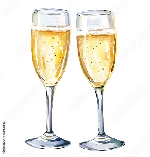 Two Glasses of Sparkling Champagne Ready to Toast