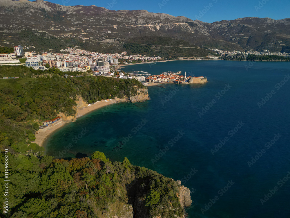 Naklejka premium Budva Riviera, Adriatic coast in Montenegro