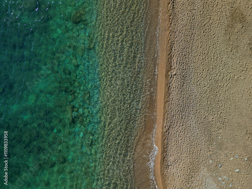 Seabed Through Blue Water - Aerial Drone Shot