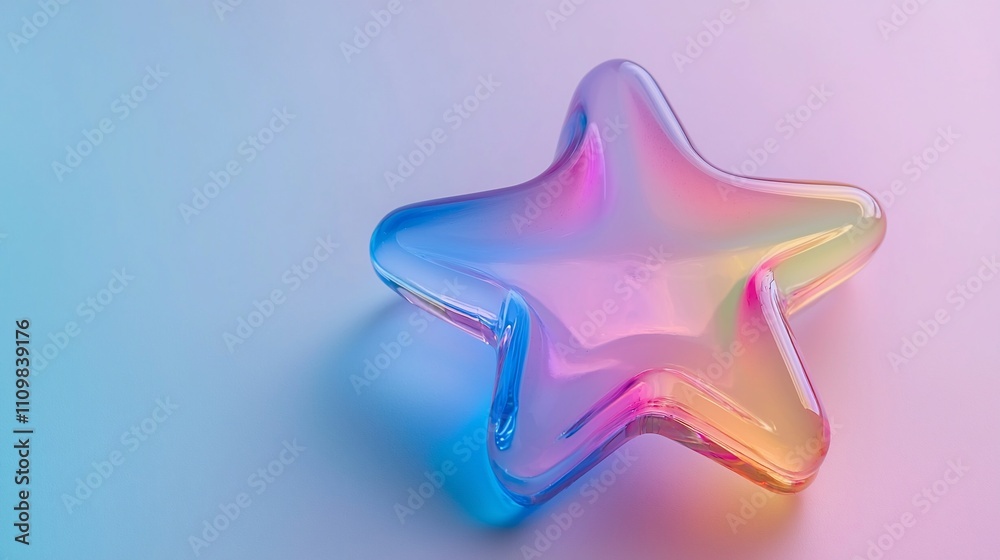 Abstract iridescent star shape, 3D rendering, Abstract iridescent star shape, 3D rendering,