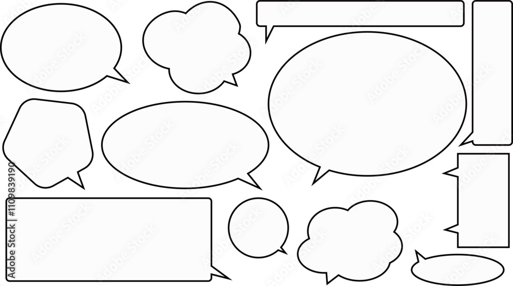 Obraz premium 無地でシンプルな吹き出しセット。