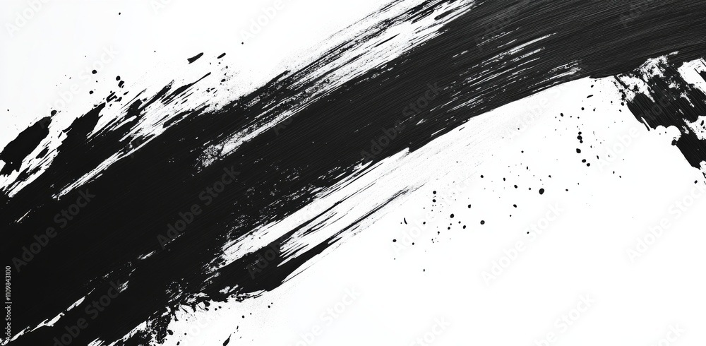Black Ink Brush Stroke on Transparent Background, Vector Shape with Smudge Effect Black Ink Brush Stroke on Transparent Background, Vector Shape with Smudge Effect