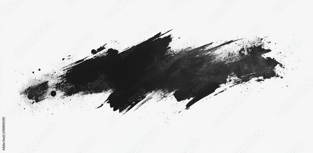 Black Ink Brush Stroke on Transparent Background, Vector Shape with Smudge Effect Black Ink Brush Stroke on Transparent Background, Vector Shape with Smudge Effect