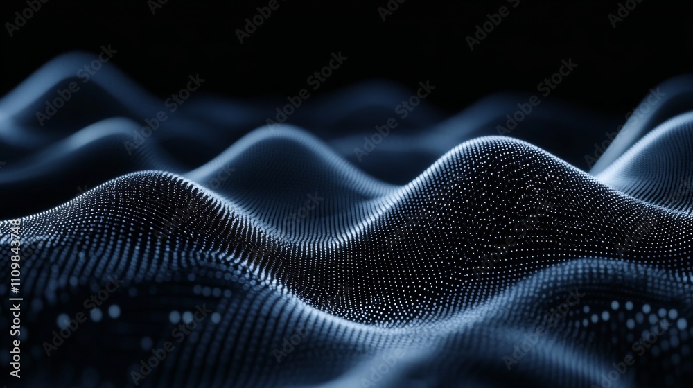 Abstract 3D Wave Formation with Dots in Dark Background Abstract 3D Wave Formation with Dots in Dark Background