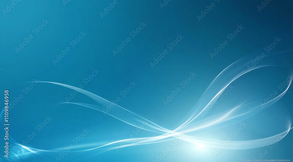 Minimalistic blue background with glowing light effect and simple lines