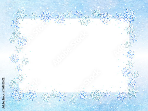 雪が降る冬のフレームイラスト
