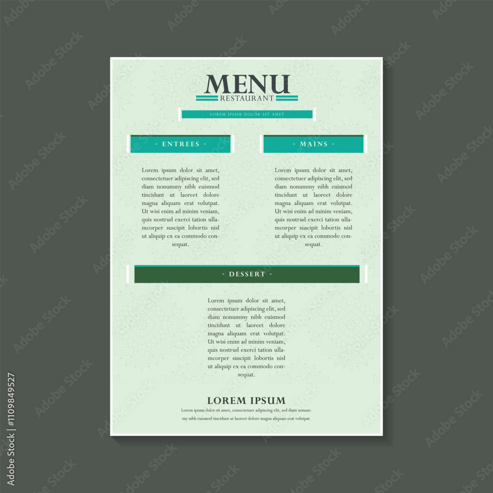 modern restaurant menu in mandala pattern style modern restaurant menu in mandala pattern style