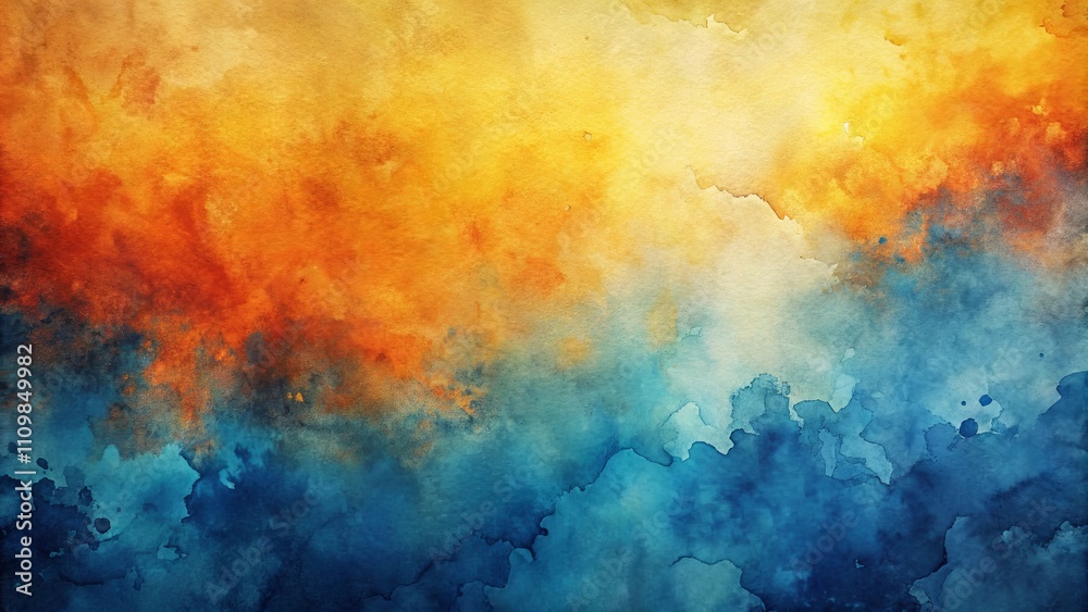 Abstract Watercolor Wash in Warm and Cool Tones Abstract Watercolor Wash in Warm and Cool Tones