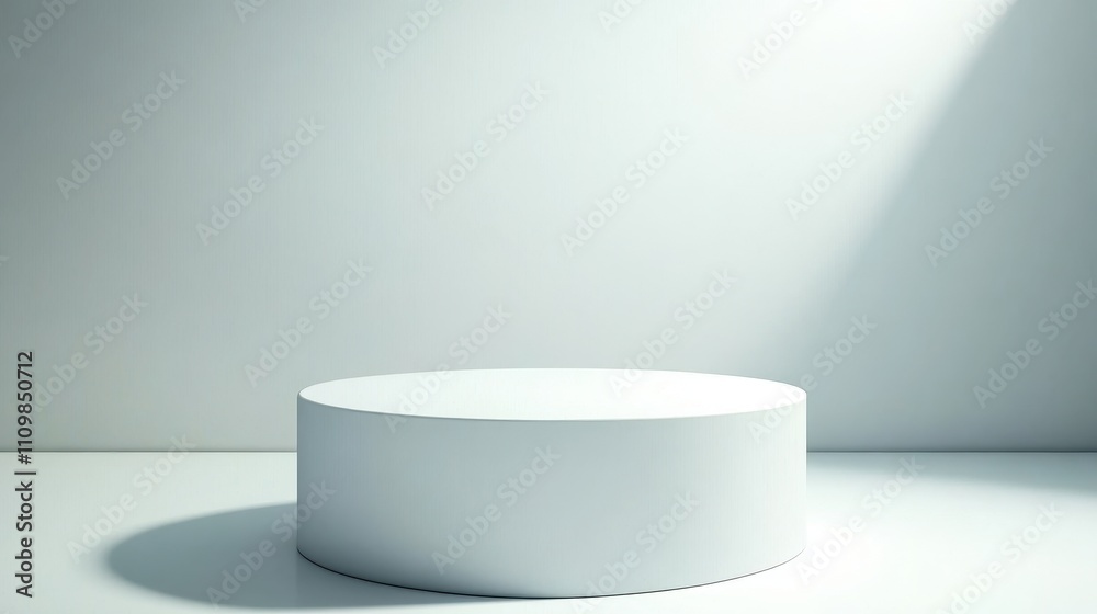 White Cylindrical Platform In A Bright Room