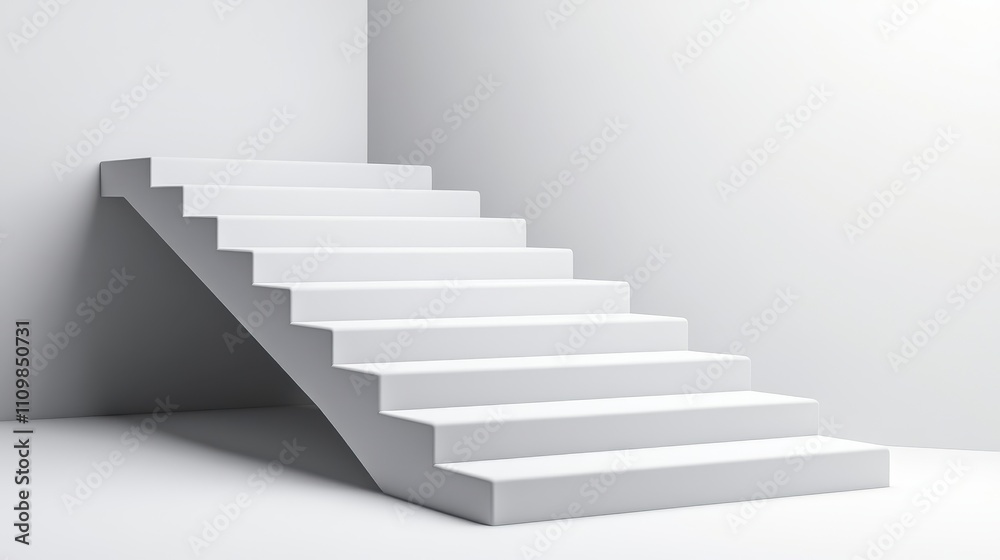 White Steps Ascending Against A White Wall White Steps Ascending Against A White Wall