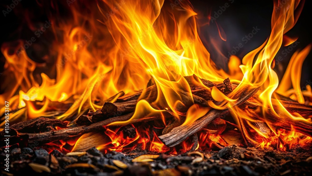 Fiery Embers and Vivid Flames Dancing in a Bonfire's Embrace