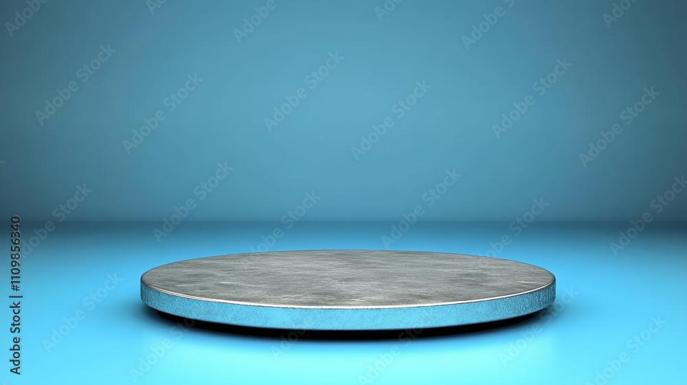 Obraz premium Silver Circular Platform on Blue Background