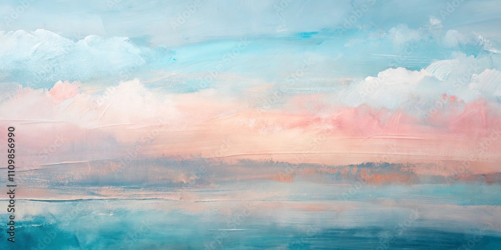 Serene Pastel Landscape A Dreamy, Textured Abstract Painting of a Calm Ocean and Soft Sky Serene Pastel Landscape A Dreamy, Textured Abstract Painting of a Calm Ocean and Soft Sky