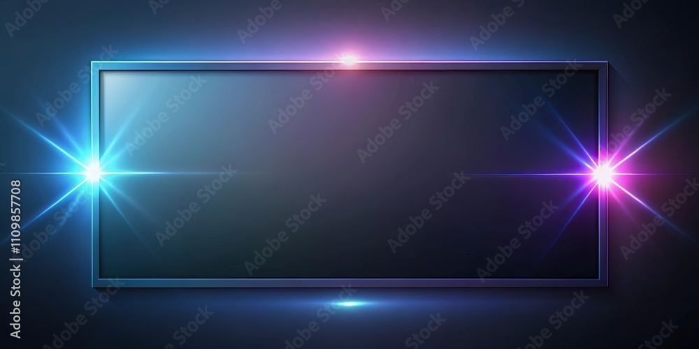Futuristic glowing rectangular frame with vibrant light effects ideal for digital presentations Futuristic glowing rectangular frame with vibrant light effects ideal for digital presentations