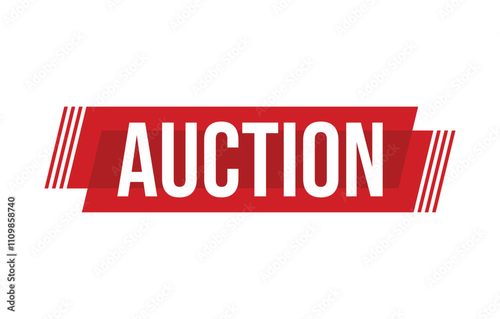 Auction red vector banner illustration isolated on white background Auction red vector banner illustration isolated on white background