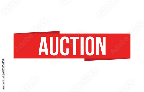 Auction red vector banner illustration isolated on white background