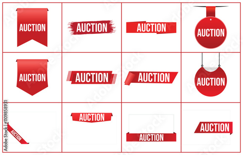 Auction banner design. Auction icon. Flat style vector illustration.
