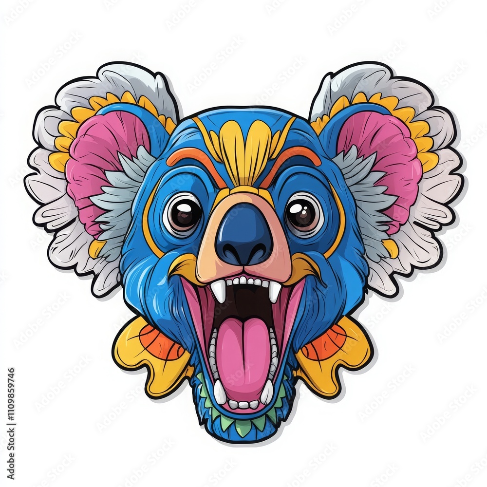 Fototapeta premium Vibrant Koala Doodle in Baroque Style