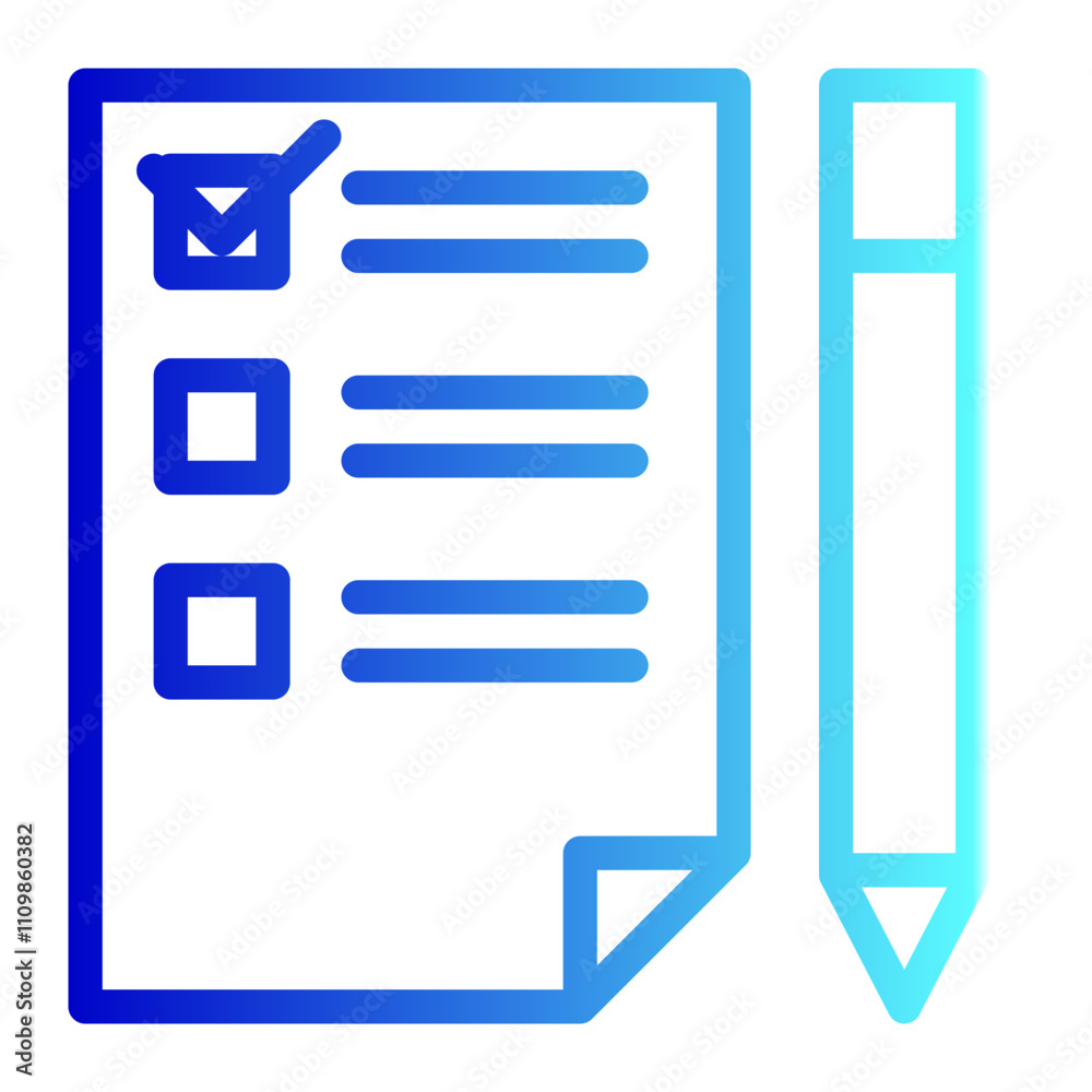 pencil and check list icon on white background pencil and check list icon on white background