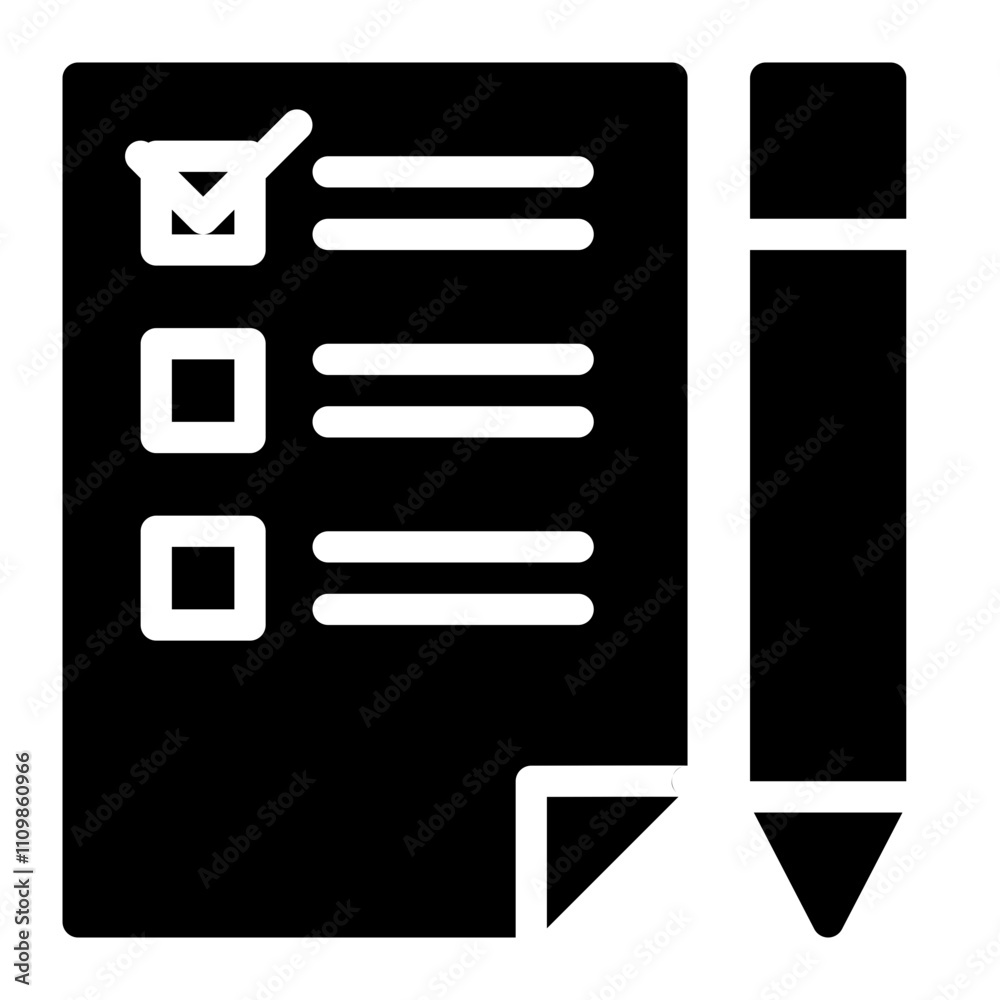 pencil and check list icon on white background