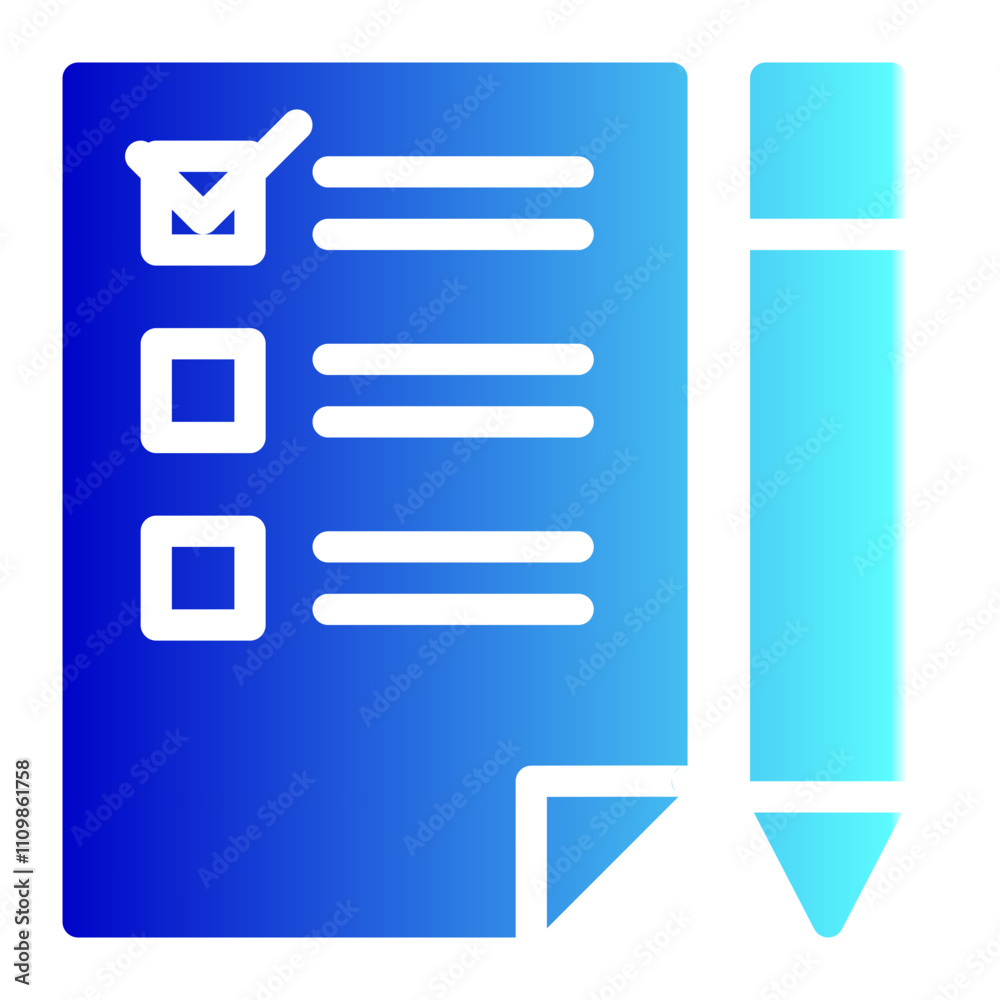 pencil and check list icon on white background