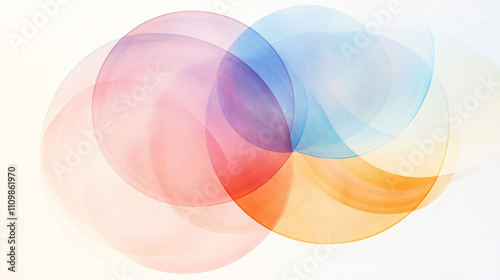 collection of overlapping circles in various colors creates vibrant and harmonious composition. soft hues blend beautifully, evoking sense of calm and creativity