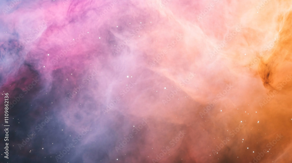 Fototapeta premium cosmic nebula with swirling colors creates stunning visual display of pink, purple, and orange hues against starry background, evoking sense of wonder and beauty