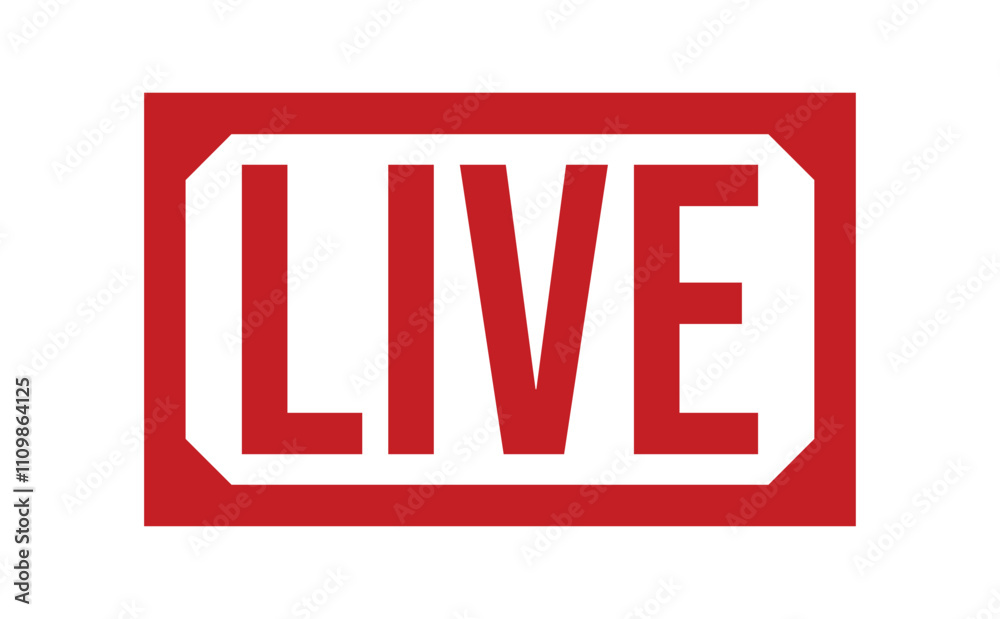 Fototapeta premium LIVE red rubber stamp vector design.