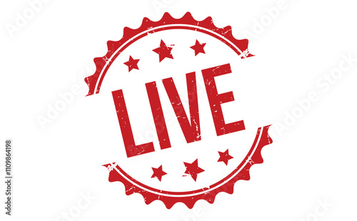 LIVE red rubber stamp vector design.