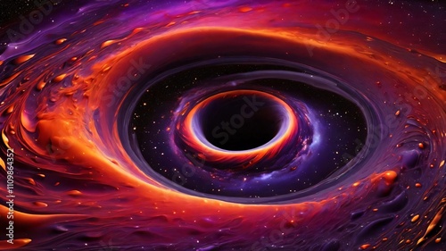 AI GENERATE background, A cosmic black hole surrounded by a gradient swirl of red, orange, and purple