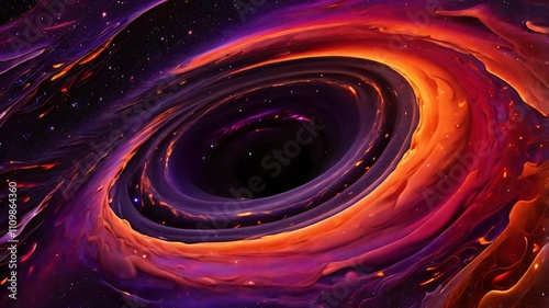 AI GENERATE background, A cosmic black hole surrounded by a gradient swirl of red, orange, and purple