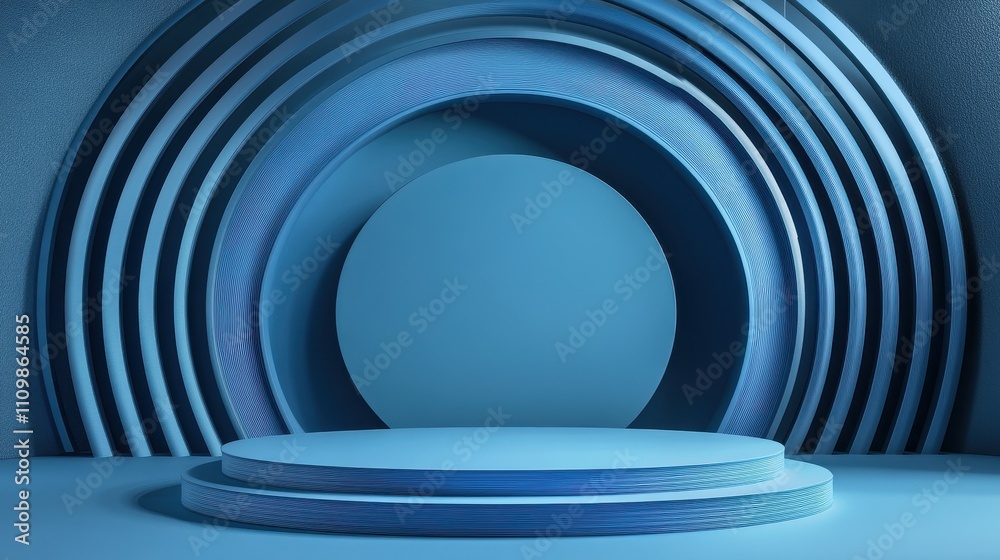 Naklejka premium Abstract Blue Circular Platform Background Design