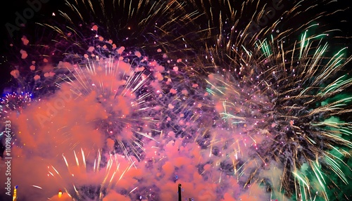fireworks in colorful display