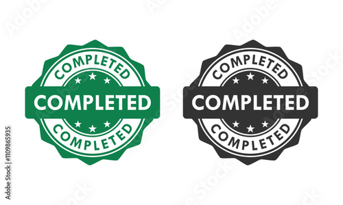 Completed badge design logo template illustration