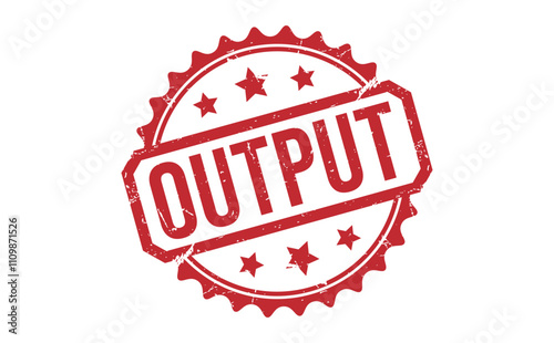 OUTPUT Red rubber stamp on white background. OUTPUT stamp sign. OUTPUT stamp.