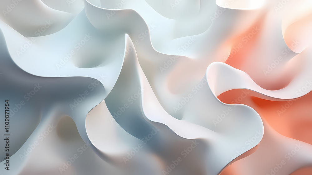 Obraz premium Abstract 3d composition with flowing sculptural shapes in soft pastel colors creating a harmonious and modern design. Sculptural. Illustration