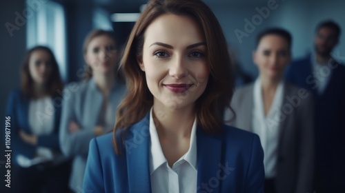 Confident Businesswoman Leading a Team