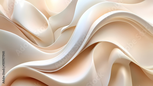 Abstract 3d composition with flowing sculptural shapes in soft pastel colors creating a harmonious and modern design. Sculptural. Illustration photo