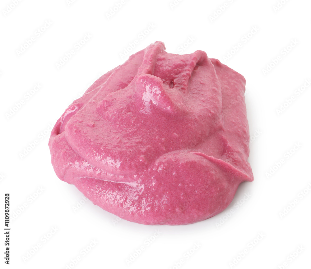 Sample of tasty beetroot hummus isolated on white Sample of tasty beetroot hummus isolated on white