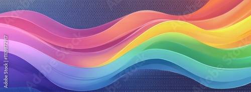 Rainbow wavy line vector illustration with a gradient color effect, symbolizing Pride Month, LGBTQ+ pride, and modern design, featuring a curved rainbow ribbon on a transparent background.