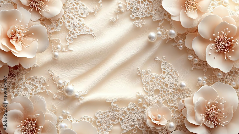 a cake with flowers and pearls on it a cake with flowers and pearls on it